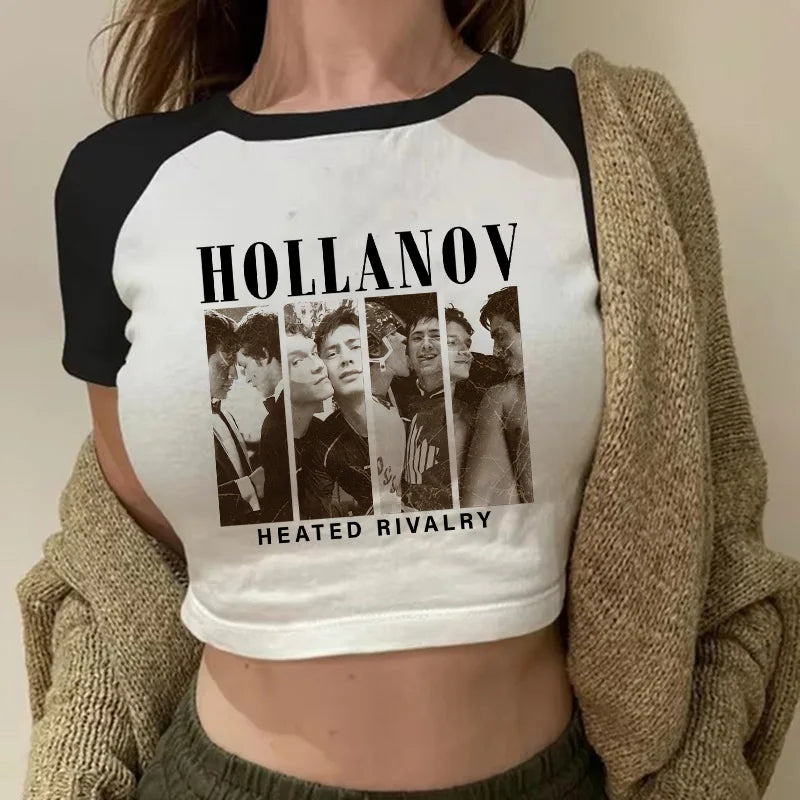 Heated Rivalry Print Graphic Crop Top Women's Sexy Cropped T Shirt Gothic Vintage T-Shirt Women Fashion Y2k Tshirt Clothes Girls