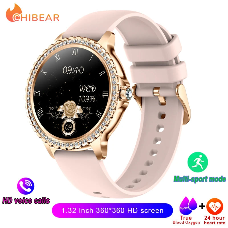 2025 New Fashion Women Smart Watch AMOLED HD Screen Sports Watch Health Heart Rate Voice Call Smart Watch For Android IOS
