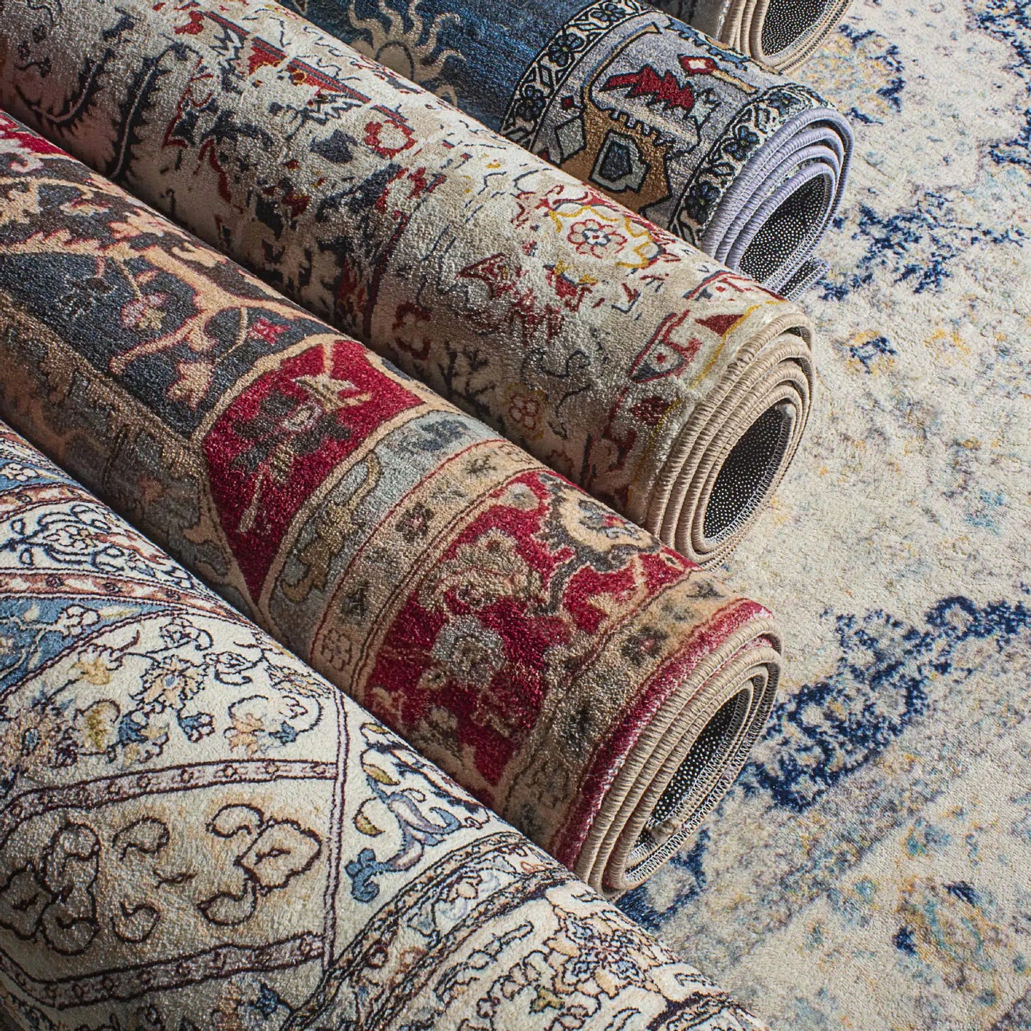 VIKAMA Washable Foldable Imitation Cashmere Carpet Entry Door Mat Persian Retro Style Living Room Bedroom Bed Soft Mat