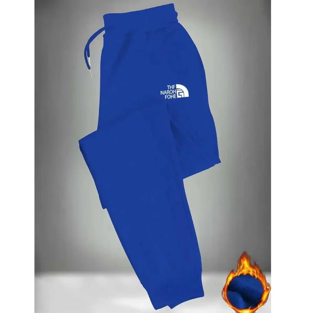 Men's casual running pants with elastic drawstring at the waist and loose printed sports pants with cuffs at the ankles