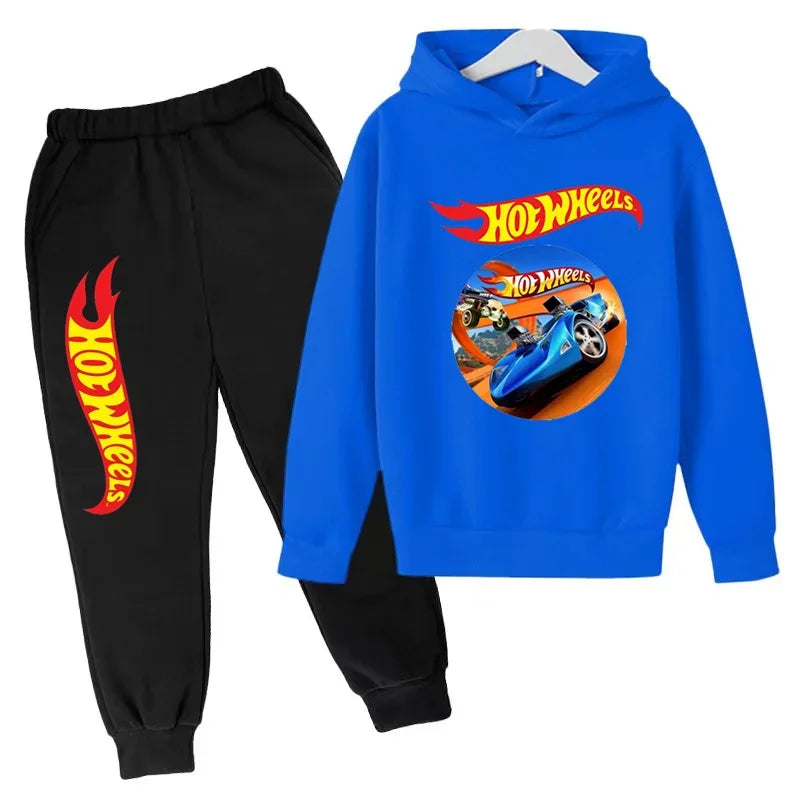 Kids Clothing Hot Wheels Car Game Printed Hoodie Coat 3-12 Yrs Boys Girls Toddler Top+pants Fashion Sweatshirt Casual Sportswear