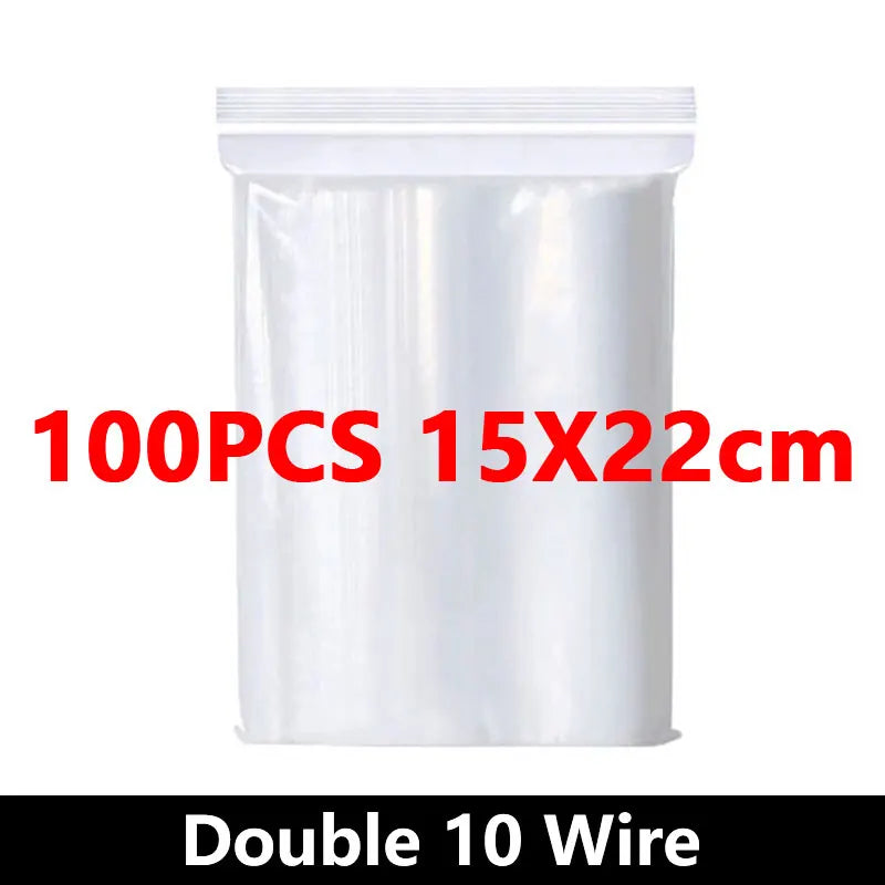 100pcs Thicken Zipper Sealed Bags Clear Plastic Storage Bag for Small Jewelry Food Packing Reclosable Plastic Ziplock Bags