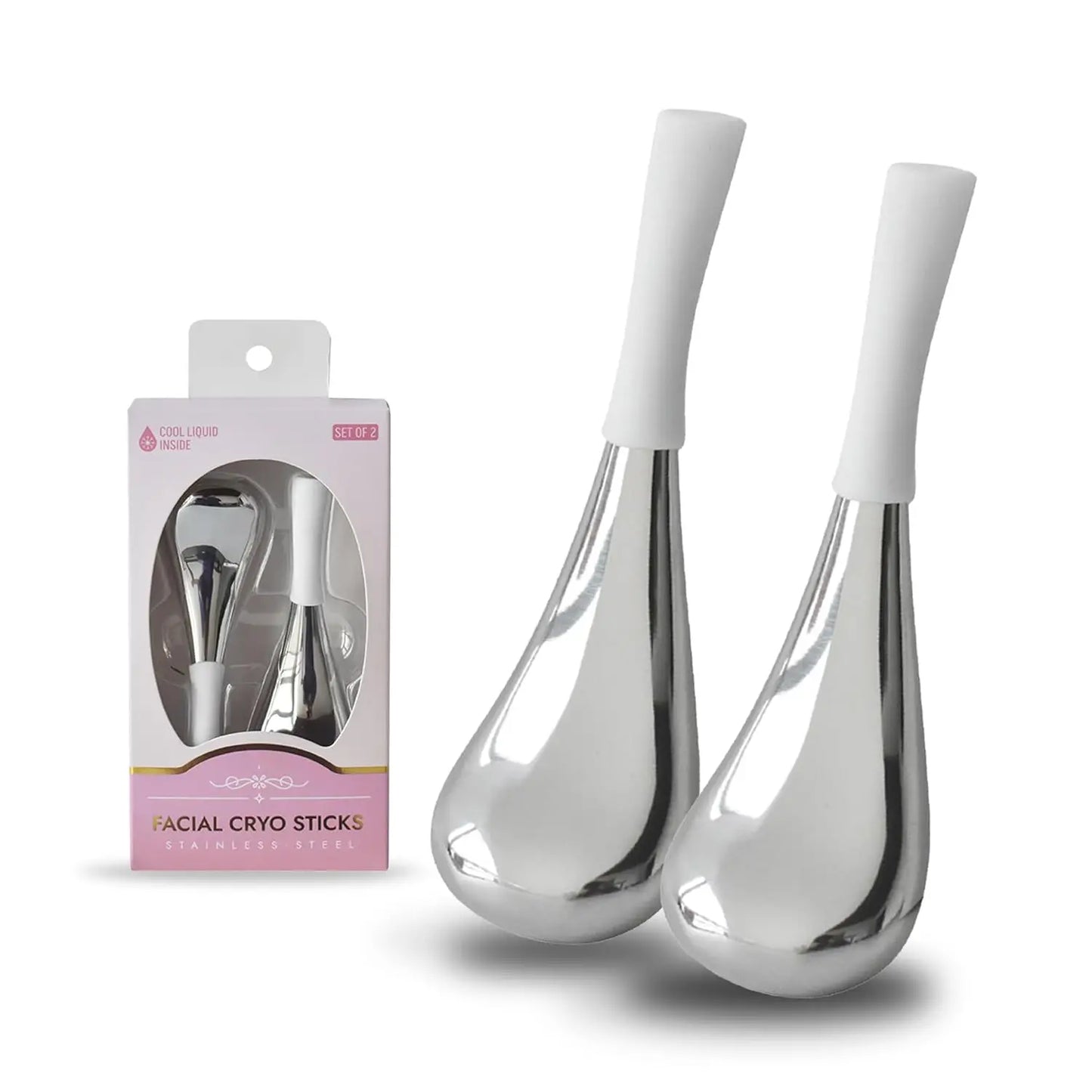 Ice Globes for Face Eyes Stainless Steel Cryo Sticks for Beauty Routines Facial Cold Roller Cooling Globes for Puffiness Wrinkle