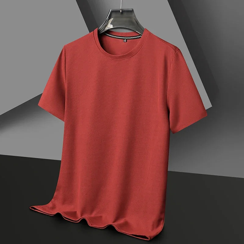 Men's Waffle Knit Short Sleeve T-Shirt Casual Solid Color Crew Neck Soft Comfortable Top for Summer