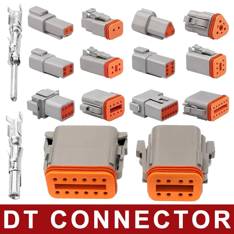 2P/3P/4P/6P/8P/12P DT Male Female Plug Connector Socket Waterproof Terminal DT Connector for Car Automobile 22-16AWG