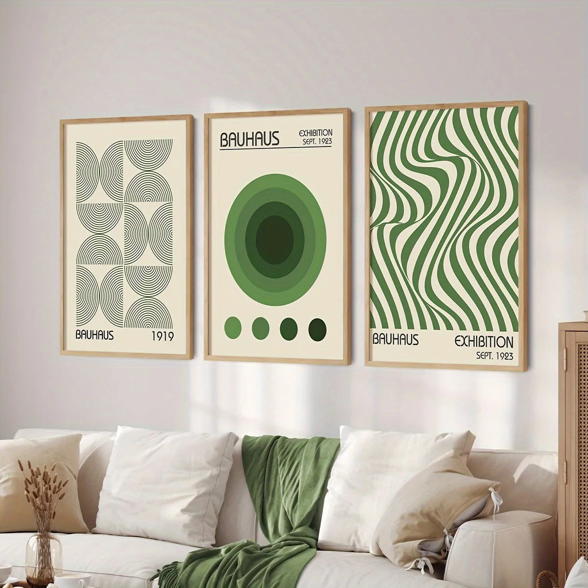 3pcs Bauhaus Geometric Wall Art Prints, Minimalist Modern Posters, Mid-Century Artwork for Home Decor, Unframed Canvas Art Set