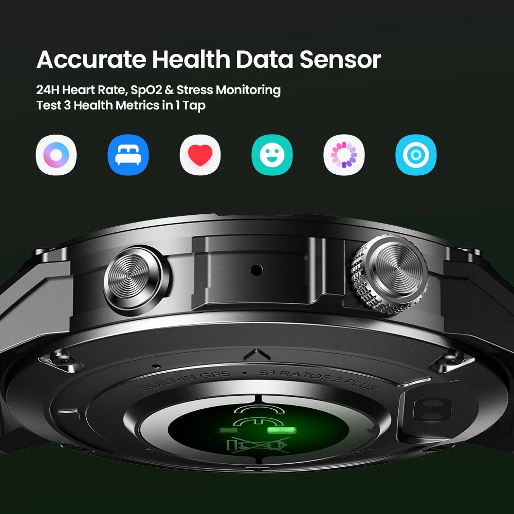 New Zeblaze Stratos 2 Plus GPS Smart Watch 1.43'' AMOLED Display Compass Barometric Altimeter Bluetooth Phone Calls Smartwatch