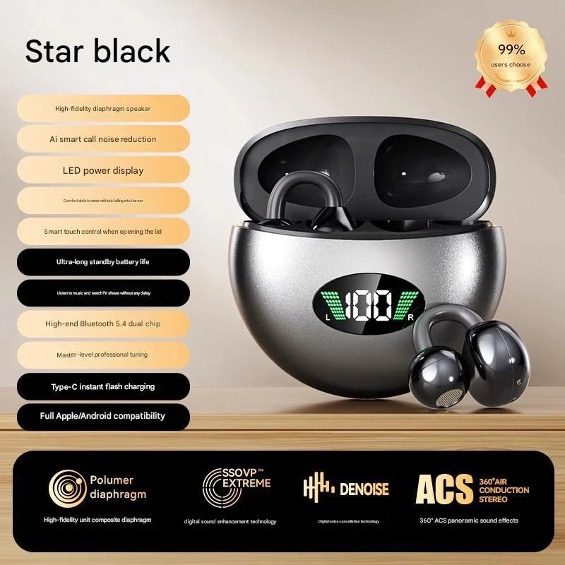 Original Sony Q88 Wireless Earphones Bone Conduction Headset Bluetooth 5.4 Earbuds Clip on Ear Comfortable with Digital Display