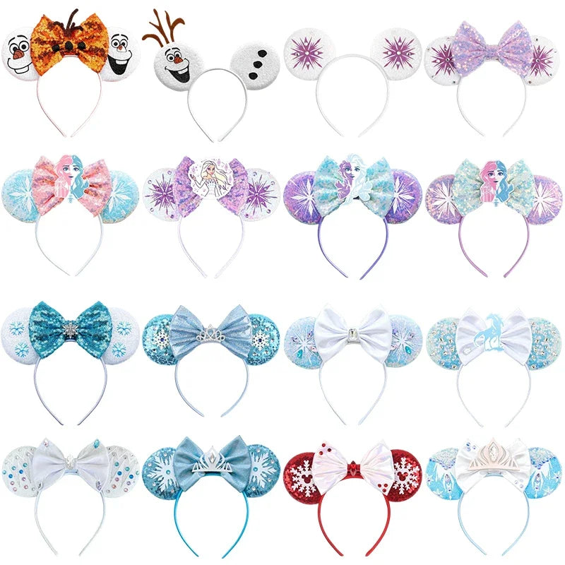 Disney Mickey Mouse Hairbands Frozen Ear Headband for Adults Anna Elsa Snowman Olaf Headwear Women Kids Girls Hair Accessories