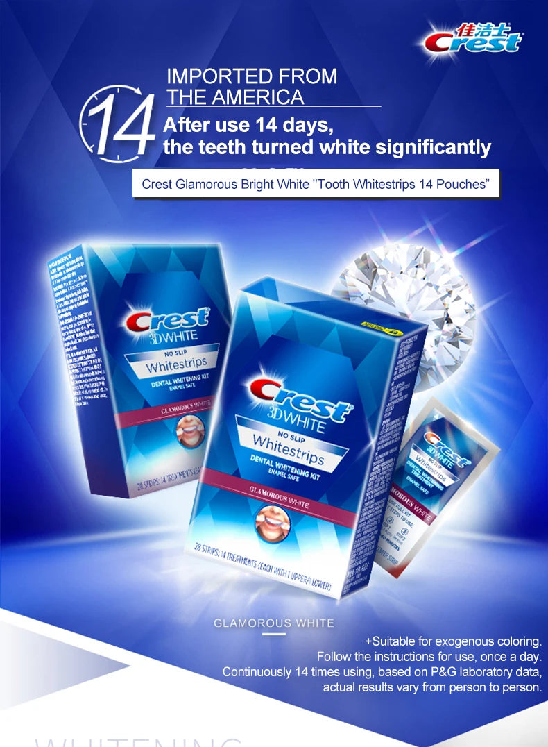 Crest 3D Whitestrips Dental Bleach Teeth Whitener Strips Glamorous White Crest Whitening Strips Teeth Whitening 5/7/14 Treatment