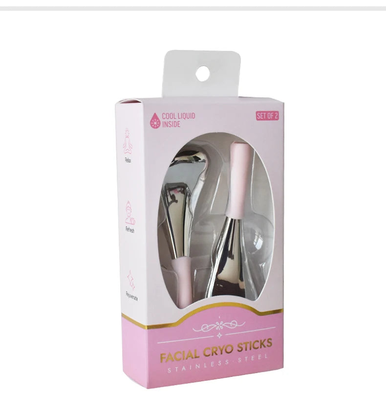 Ice Globes for Face Eyes Stainless Steel Cryo Sticks for Beauty Routines Facial Cold Roller Cooling Globes for Puffiness Wrinkle