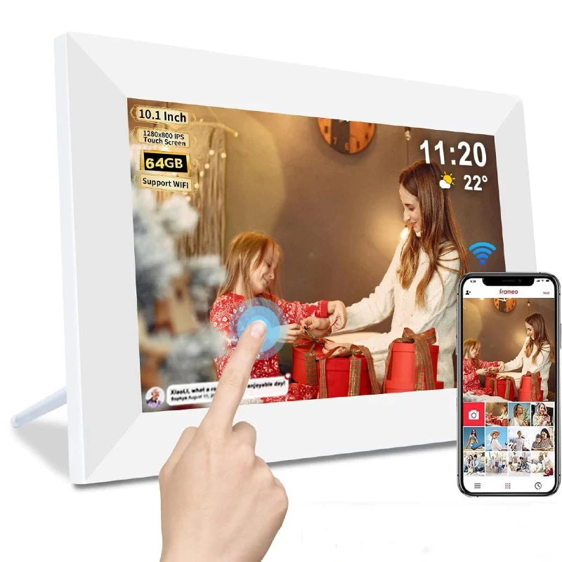 Frameo Digital Picture Frame 10.1 Inch 32GB/64GB Smart WiFi digital photo frame with 1280x800 IPS HD Touch Screen Wall Mountable