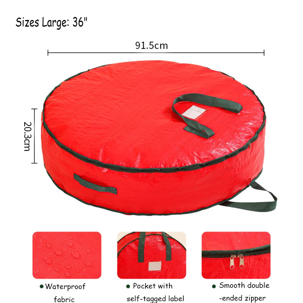 Durable Foldable Christmas Wreath Storage Bags Waterproof Dustproof Round Decoration Storage Bag with Handles Storage Bag