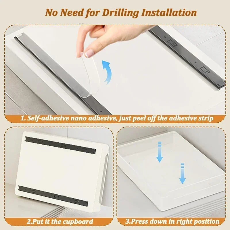 ZEXEF Kitchen Storage Box with Sliding Rail Pull-out Cabinet Storage Rack Spice Pantry Shelves Drawer Kitchen Organizer Basket