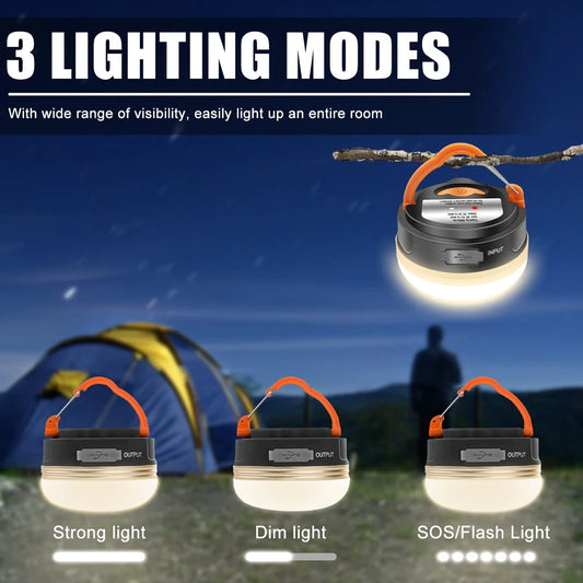 10W High Power Camping Lantern Tents Lamp 1200mah USB Rechargeable Portable Camping Lights Outdoor Hiking Night Hanging Lamp