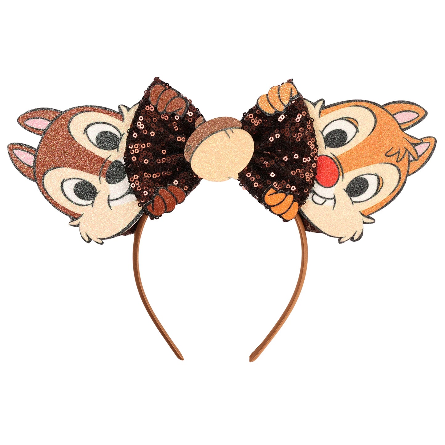2025 Mickey Mouse Ear Headband Chip and Dale Bow Sequin Hairband Women Hair Hoop Birthday Gift Adult/Child Cosplay Accessories