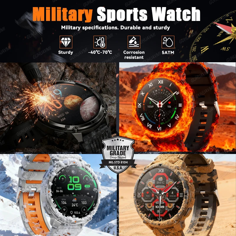 New T-Rex3 1100mAh Large Battery Durable Adult Smart Watch 1.7-inch GPS trackr Compass 5ATM Waterproof BT Call Sports Smartwatch