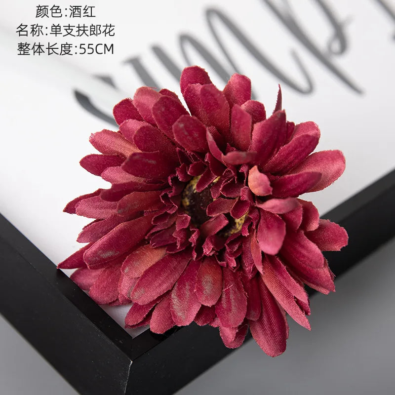 1piece 55cm Artificial Gerbera Flower Branch Wedding Garden Decoration Fake Silk Sunflower Party Home Decoration Accessories