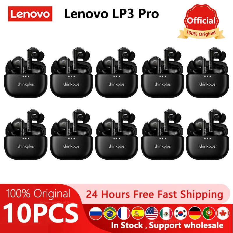 10pcs Lenovo LP3 Pro Wholesale 2pcs Original lp3pro Wireless Bluetooth Headphones HiFi Stereo Earbuds Noise Reduction With Mic