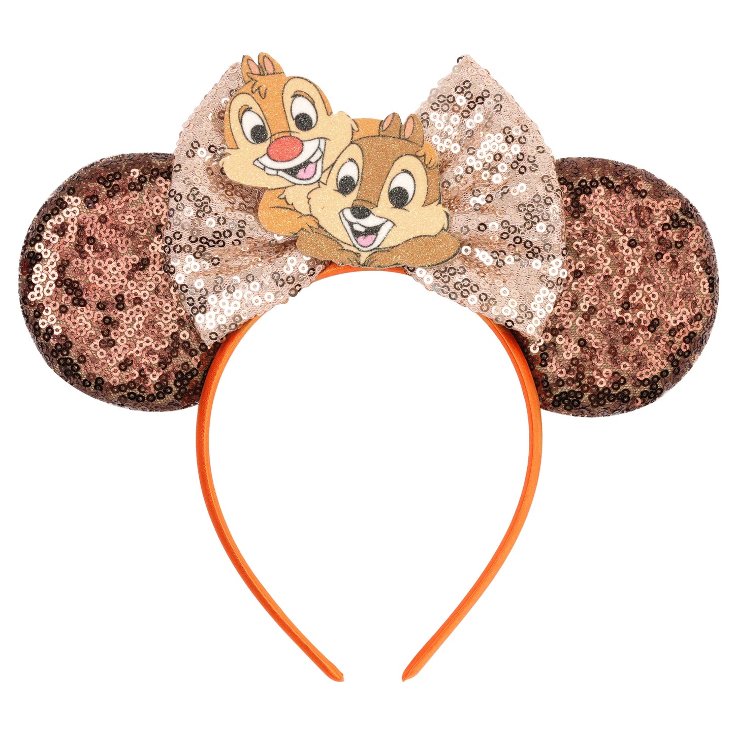 2025 Mickey Mouse Ear Headband Chip and Dale Bow Sequin Hairband Women Hair Hoop Birthday Gift Adult/Child Cosplay Accessories