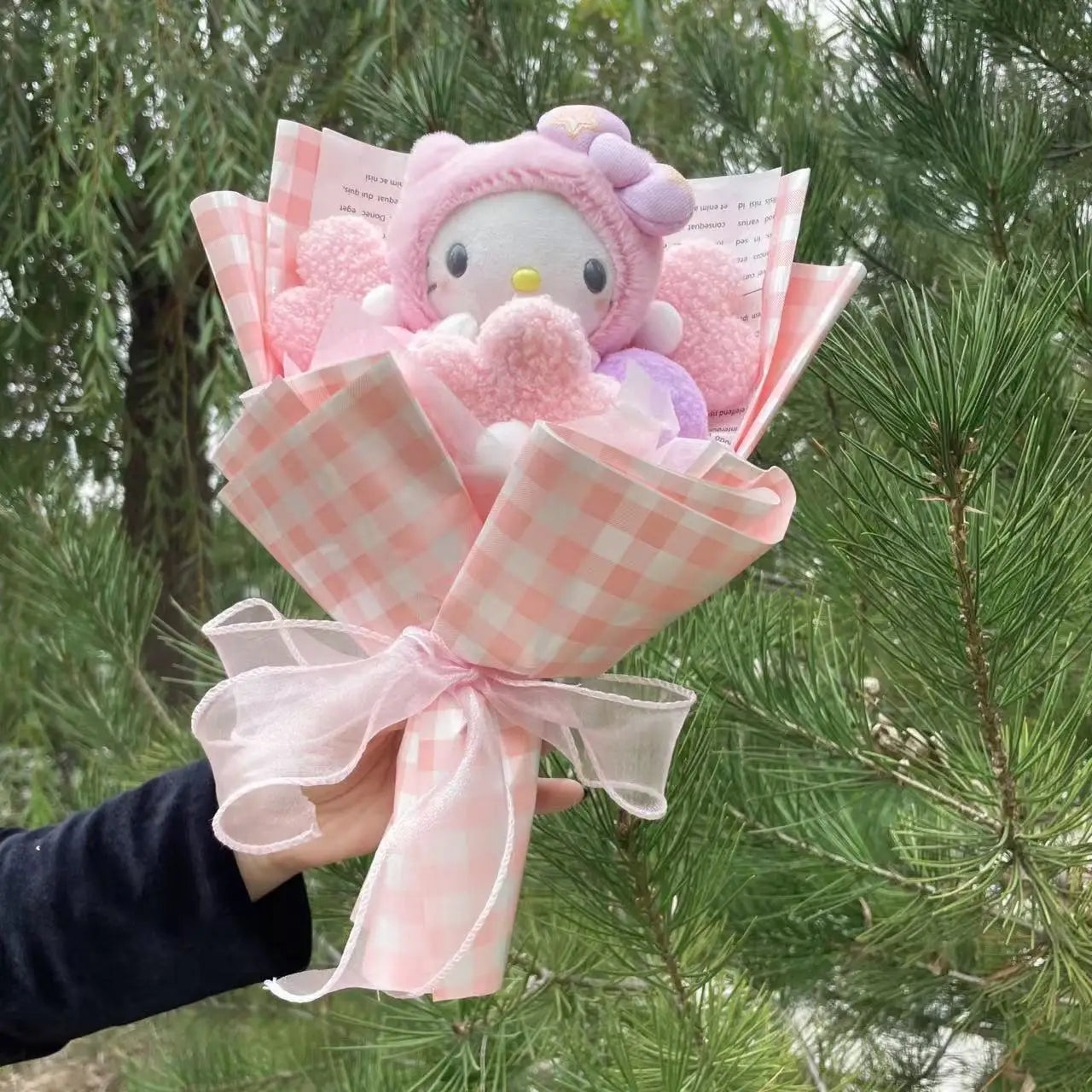 Cartoon My Melody Kuromi Cinnamoroll Kt Cat Plush Doll Creative Flower Bouquet Valentine Christmas Graduation Birthday Gift