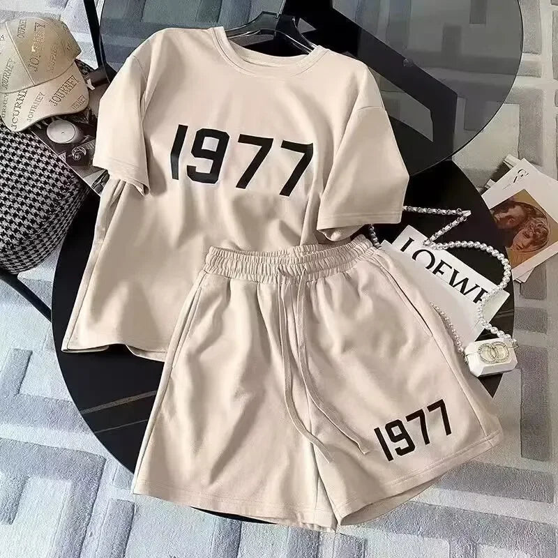 Summer 2025 plus Size Casual Sporty Short Sleeve Shorts Set Women Trendy #860 plus Size Fashionable Sportswear Combo