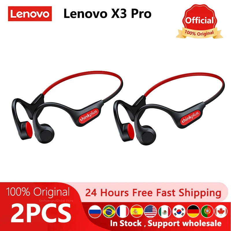Original Lenovo X3 Pro Bone Conduction Wireless Bluetooth 5.3 Headphone 10pcs / 5pcs / 2pcs Ear Hook Sports Earphones Wholesale
