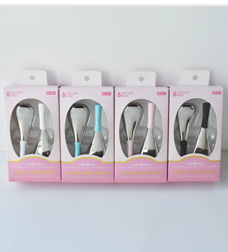 Ice Globes for Face Eyes Stainless Steel Cryo Sticks for Beauty Routines Facial Cold Roller Cooling Globes for Puffiness Wrinkle