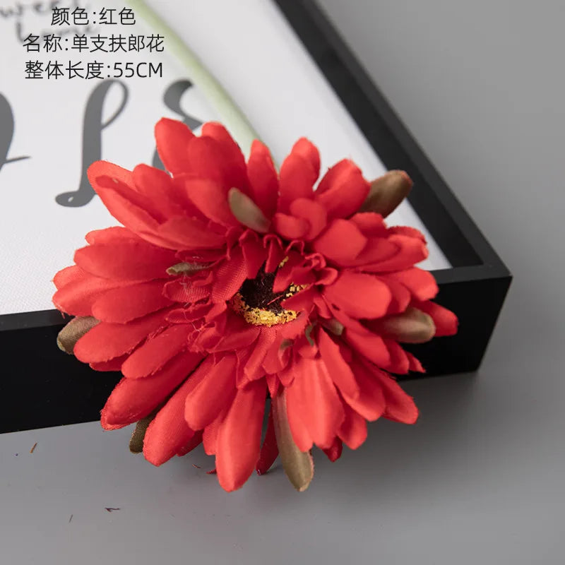 1piece 55cm Artificial Gerbera Flower Branch Wedding Garden Decoration Fake Silk Sunflower Party Home Decoration Accessories
