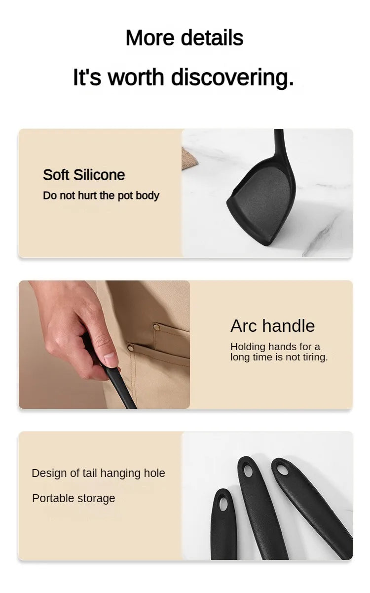 1/10PCS Food-Grade Silicone Kitchen Tools Set, Heat-Resistant Slotted Spoon for Non-Stick Cookware & Hot Pot, Multi-Use Strainer