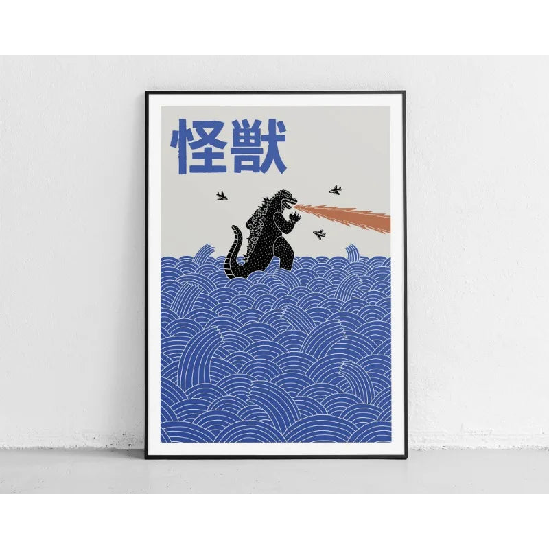 Japanese Contemporary Tokyo Artworks Poster Big Sunrise Waves Mount Fuji Monster Canvas Painting Wall Art Living Room Home Decor