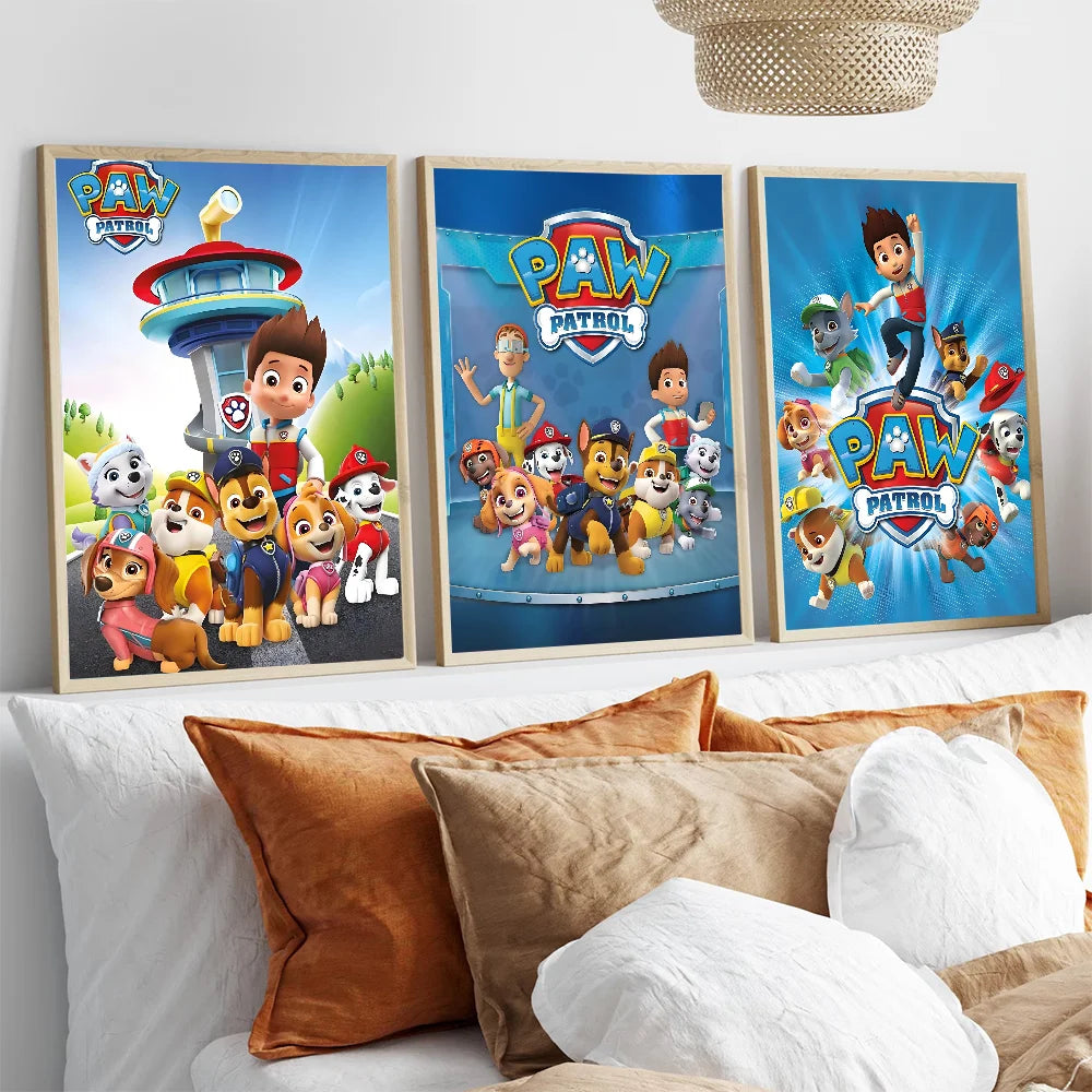 Cartoon P-Paw P-Patrol Intelligent Dog Poster Gallery Prints Self Adhesive Home Decor Decoration Wall Decals Living Room Sticker