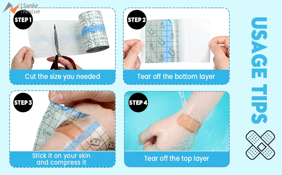 Transparent Dressing Adhesive Bandage Waterproof Clear Bandages Stretch Tape Tattoos Swimming Travel Outdoor Camp Emergency Kits