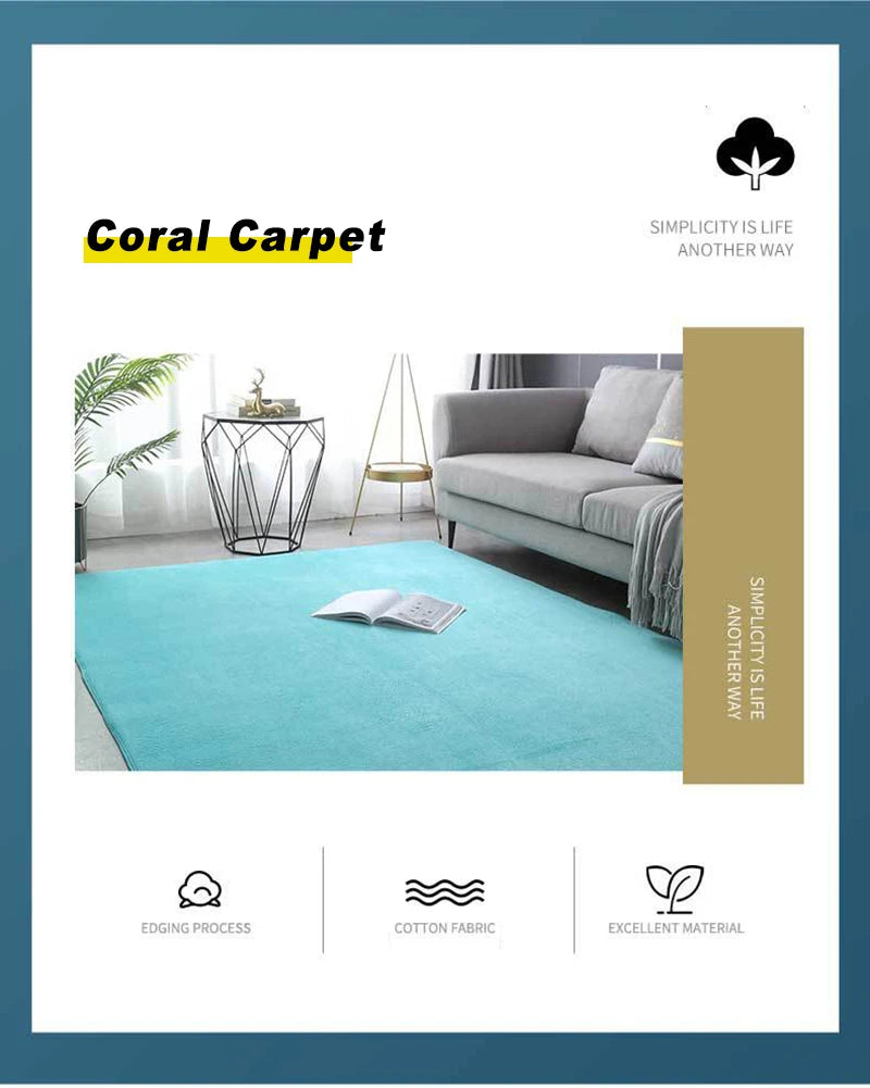 VIKAMA Modern Coral Velvet Carpet Soft Non-Slip Living Room Bedroom Carpet Large Area Children's Play Floor Mat For Home Decor