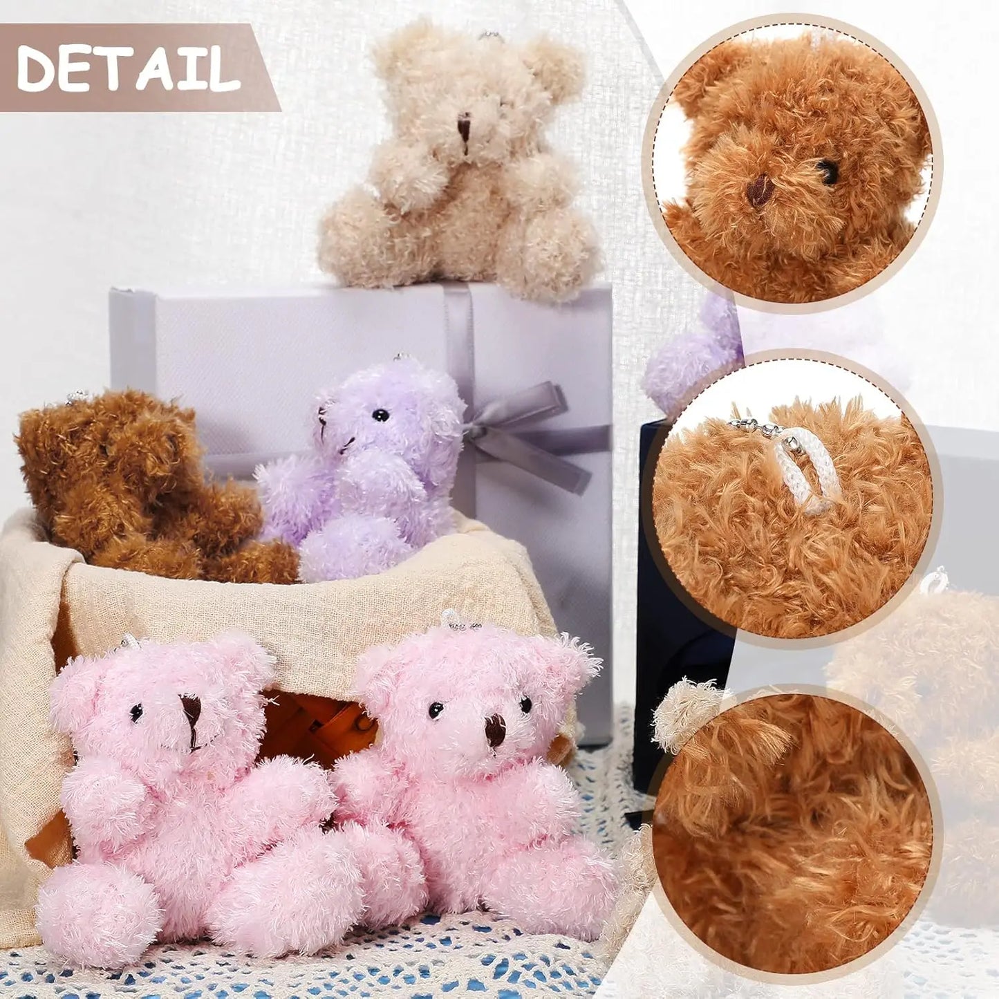 12-48Pcs Mini Plush Bears 4 Inch Small Bear Stuffed Animal Toys Tiny Fuzzy Bear Soft Bear Stuffed Doll for Birthday Party Favors