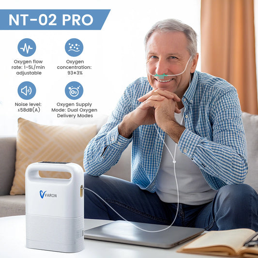 Varon Portable 93±3% 1-5 Level Oxygen Concentration Pulse Dual Oxygen Delivery Modes Removeable Battery For Outdoor Travel Use