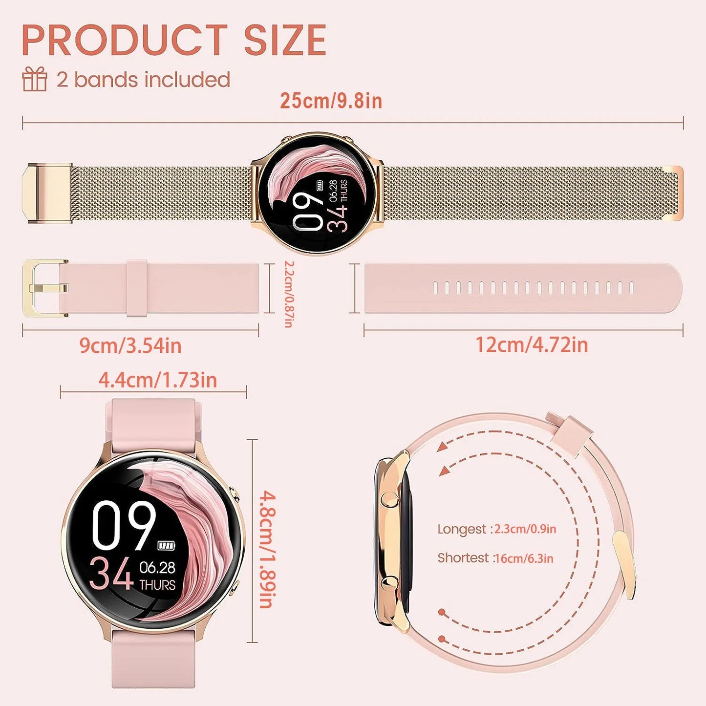 Women's Fitness Smartwatch with 1.20" Display Heart Rate Sleep Monitor Menstrual Cycle Tracker IP67 Waterproof for iOS Android
