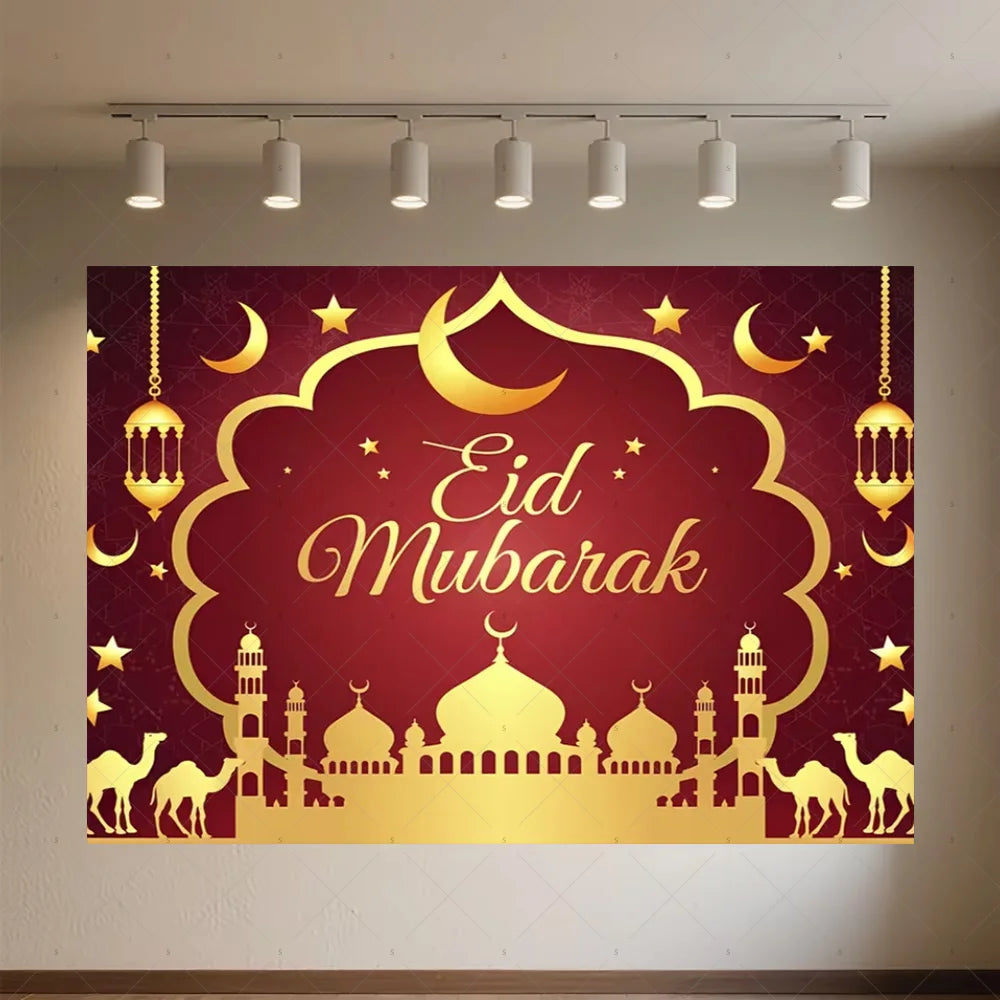 Background of The Moon Mosque Themed Party During Eid Fitr, Islamic Muslim Karim Ramadan Party Decoration Photography Background