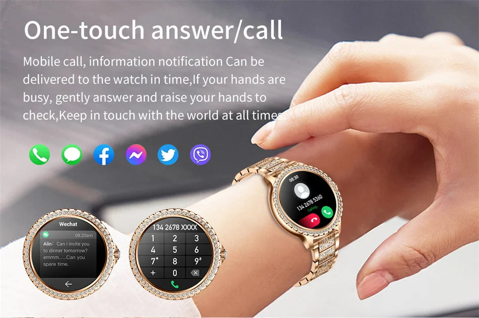 2025 New Fashion Women Smart Watch AMOLED HD Screen Sports Watch Health Heart Rate Voice Call Smart Watch For Android IOS