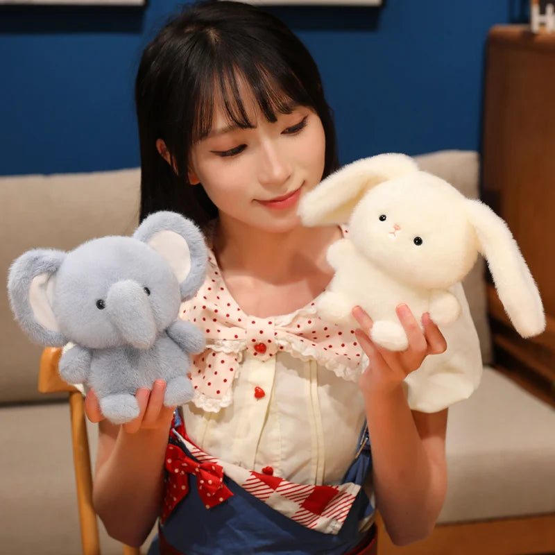 15CM Small Desktop Plush Toys Lovely Rabbit Sheep Pig Duck Otter Capybara Elephant Stuffed Animal Doll Cute Healing Doll Gifts