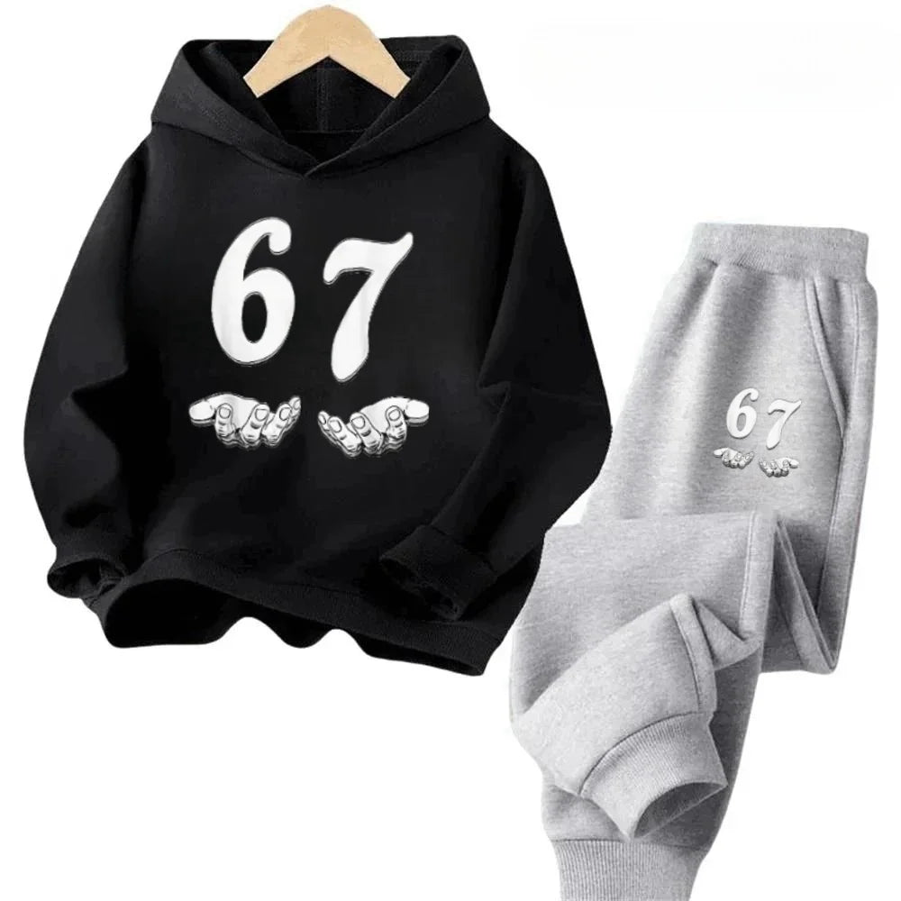 67 Fun Kids Set 4-13Y Cartoon Stitch Print Cotton Tracksuit Casual Children Outfit Free Shipping Children's Fashion Trend Set