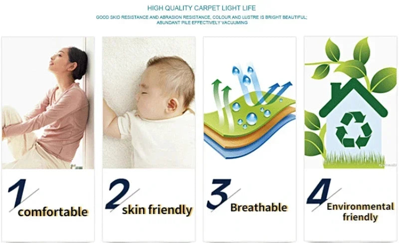VIKAMA Carpet Living Room Light Luxury Deluxe Cream Wabi-Sabi Home Bedroom Bed Absorbent Dirt Resistant Mat Home Decoration