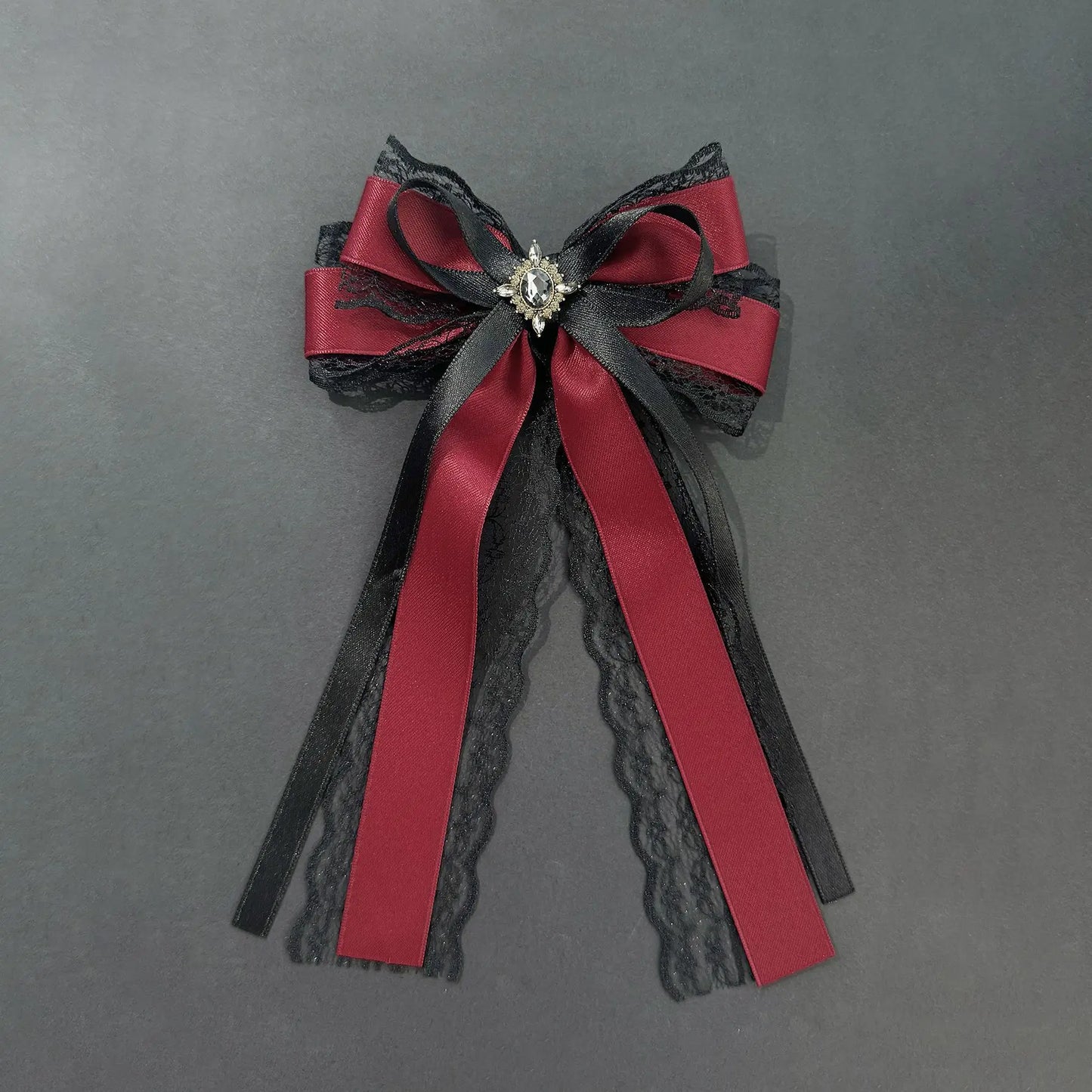 1Pcs Dark Lace Bow Hair Accessories Red Black Cross Love Hair Clip Gothic Lolita Headwear Accessories Butterfly Hair Clip