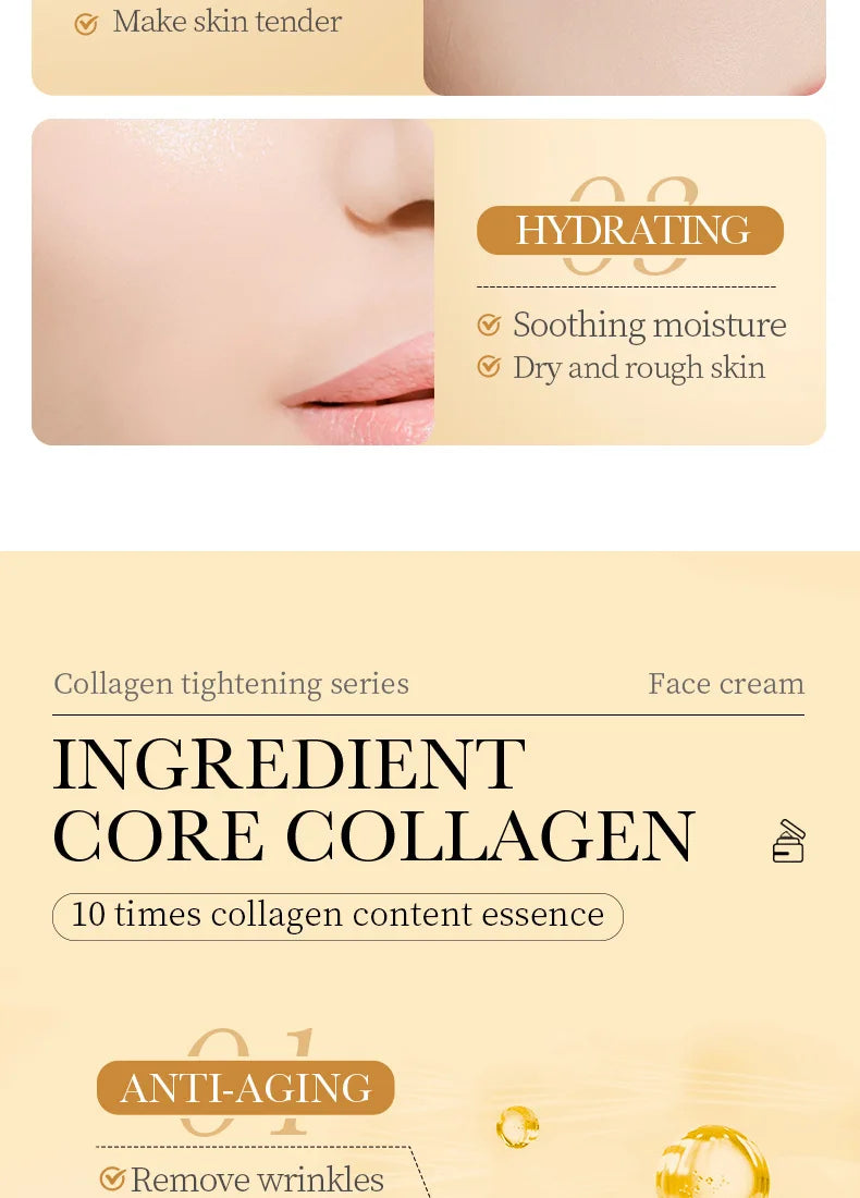 SADOER Collagen Firming Face Cream Moisturizing Hydrating Face Creams Faical Cream Beauty Face Skin Care Products