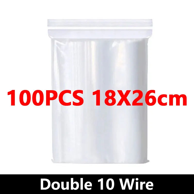 100pcs Thicken Zipper Sealed Bags Clear Plastic Storage Bag for Small Jewelry Food Packing Reclosable Plastic Ziplock Bags