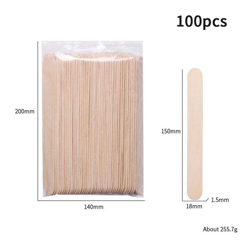 100PCS Disposable Wooden Hair Removal Sticks for Women Depilation Spatula Waxing Tool for Face Eyebrows Beauty Care