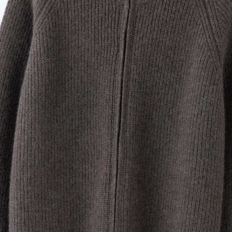 Autumn and winter women's clothing 100% pure cashmere collar thick knit zipper cardigan oversized coat sweater long sleeve loose