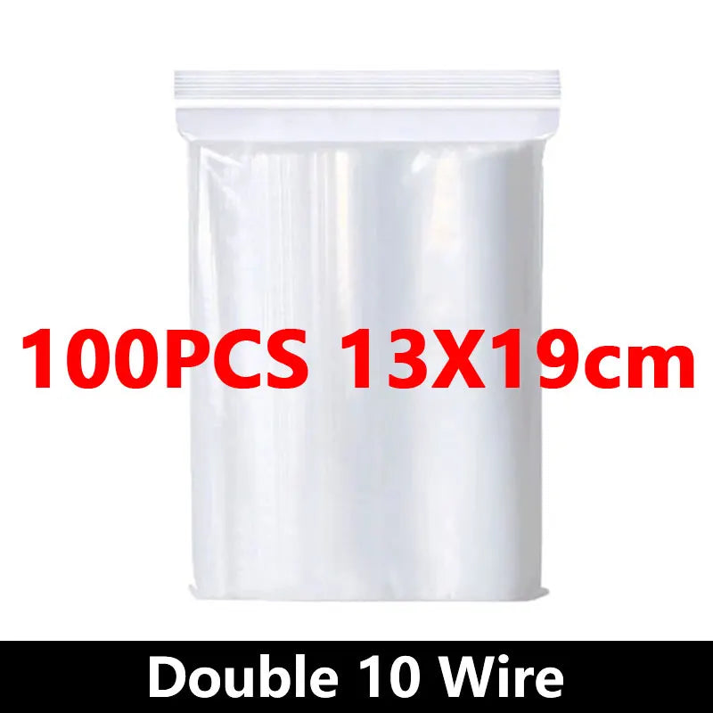 100pcs Thicken Zipper Sealed Bags Clear Plastic Storage Bag for Small Jewelry Food Packing Reclosable Plastic Ziplock Bags
