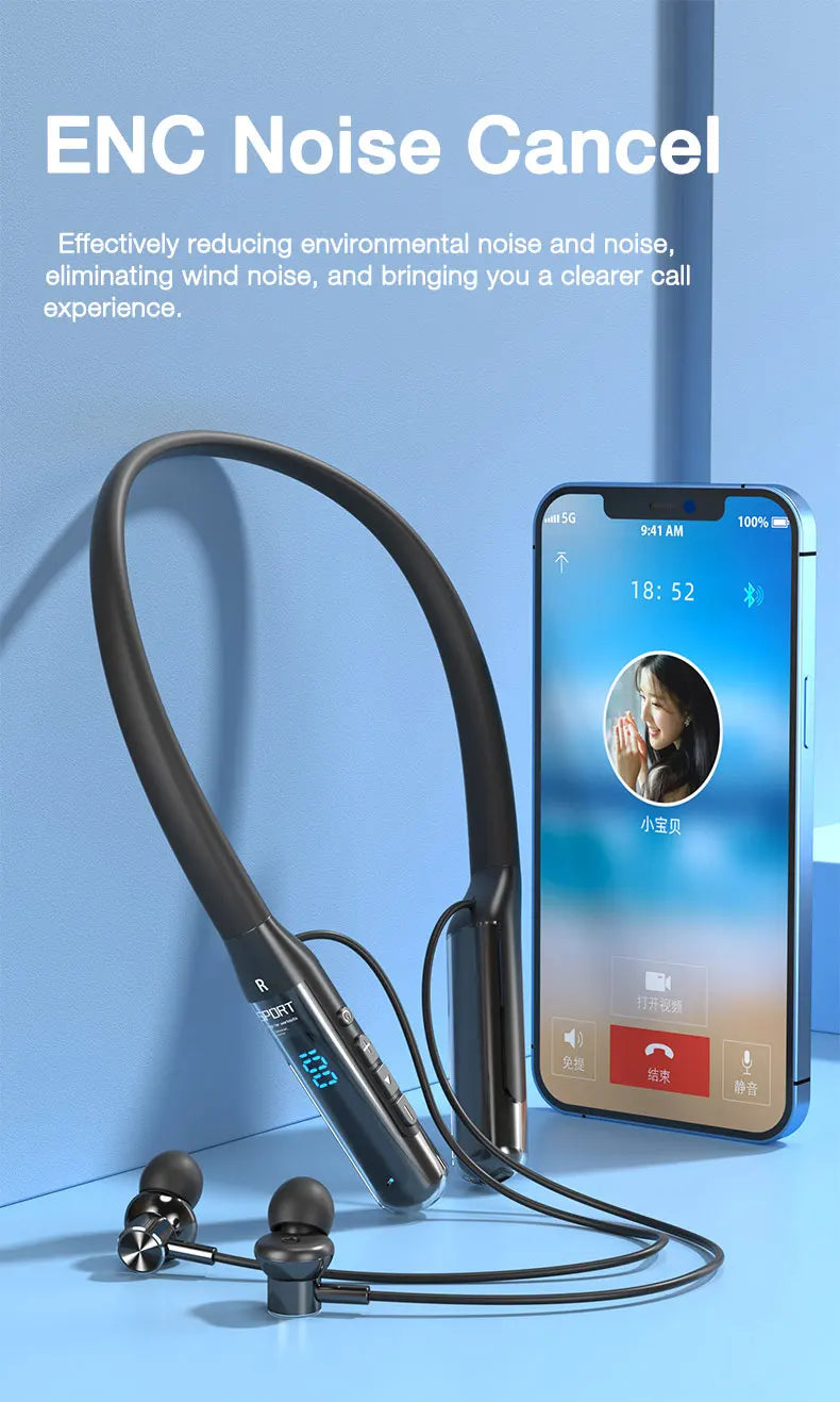 EARDECO 80 Hours Endurance Bluetooth Headphone with Microphone Wireless Headphones Bass Stereo Neckband Earphones Bluetooth 5.3