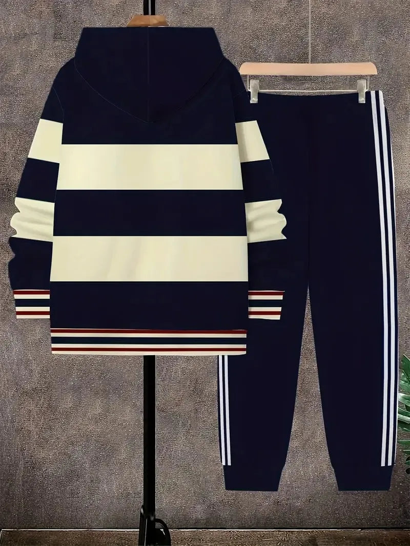 The new men's set for Spring and Autumn 2025 features a casual fashionable soft and comfortable 3D pattern print